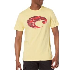 Costa Del Mar Men's 3D Topo Logo Yellow Cotton Graphic T-Shirt Size S